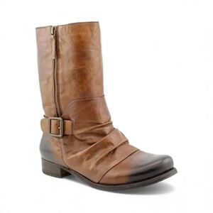 Vince Camuto Shada Mid-Calf Brown Boot Size 9.5 B Distressed look Leather upper.